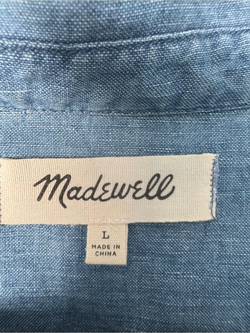 Madewell Blue Chambray Short-Sleeve Button-Front Shirt - Picture 2 of 4